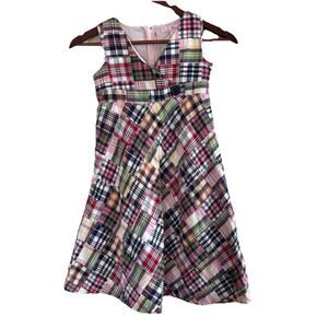 GAP Girl’s Madras Patchwork Cotton Sleeveless V-neck A-line Sundress Lined M (8)